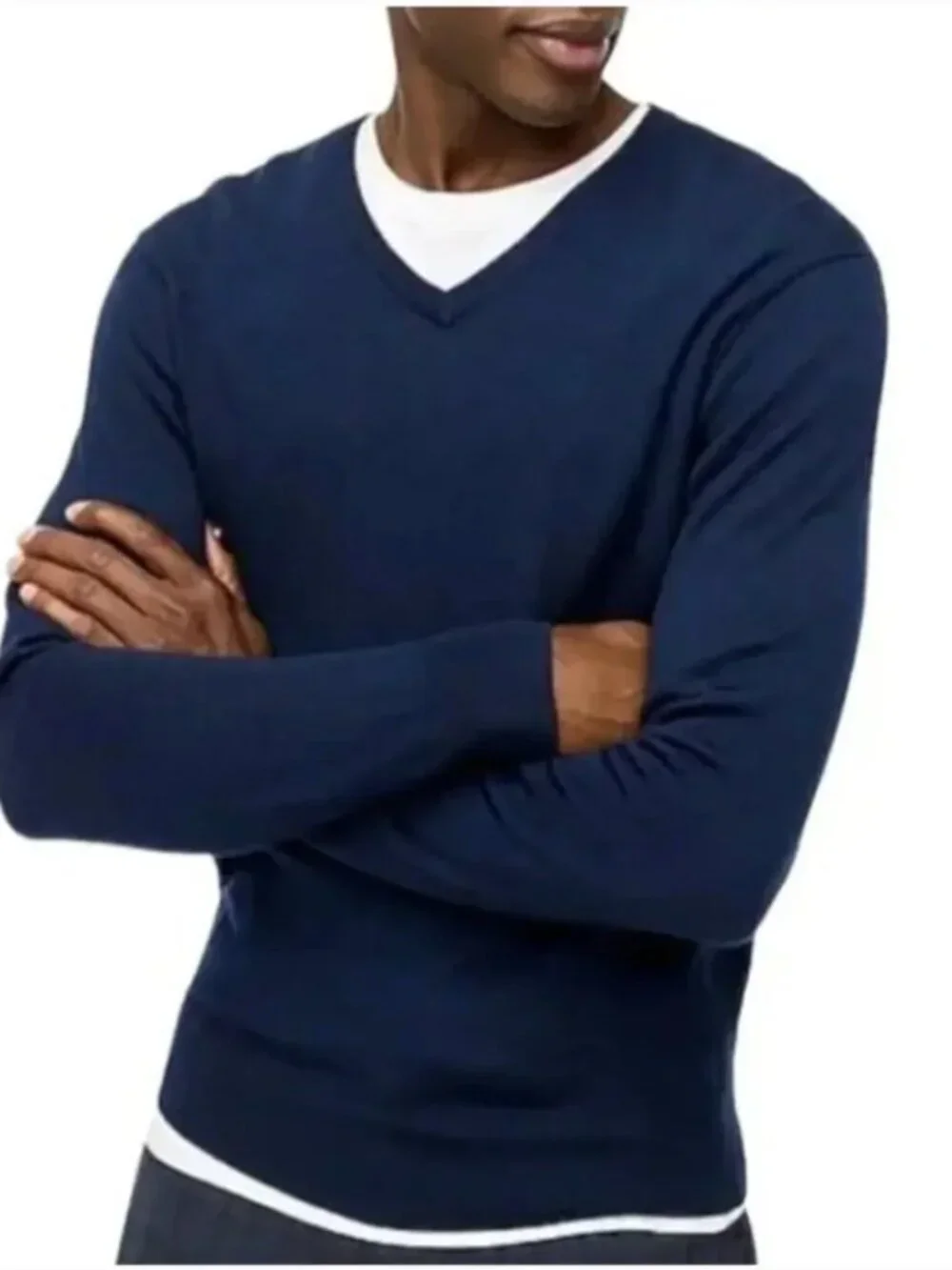 J. Crew Mercantile Navy V Neck Merino Wool Blend Sweater